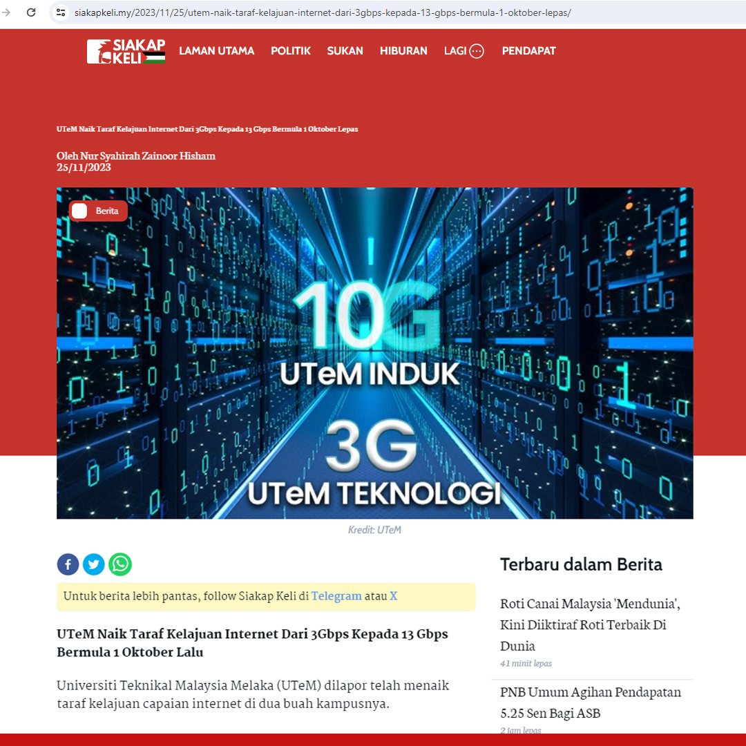 Keratan Akhbar - Naik Taraf Internet