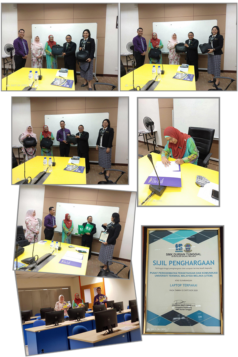 12 Oktober 2020 - Serahan 3 Buah Laptop Sebagai Hadiah (CSR) Kepada SMK Durian Tunggal Melaka
